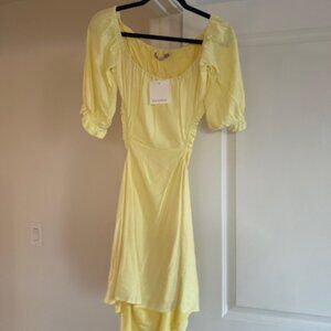 Vici Yellow Off the Shoulder Mini Dress with Side & Back Cut outs